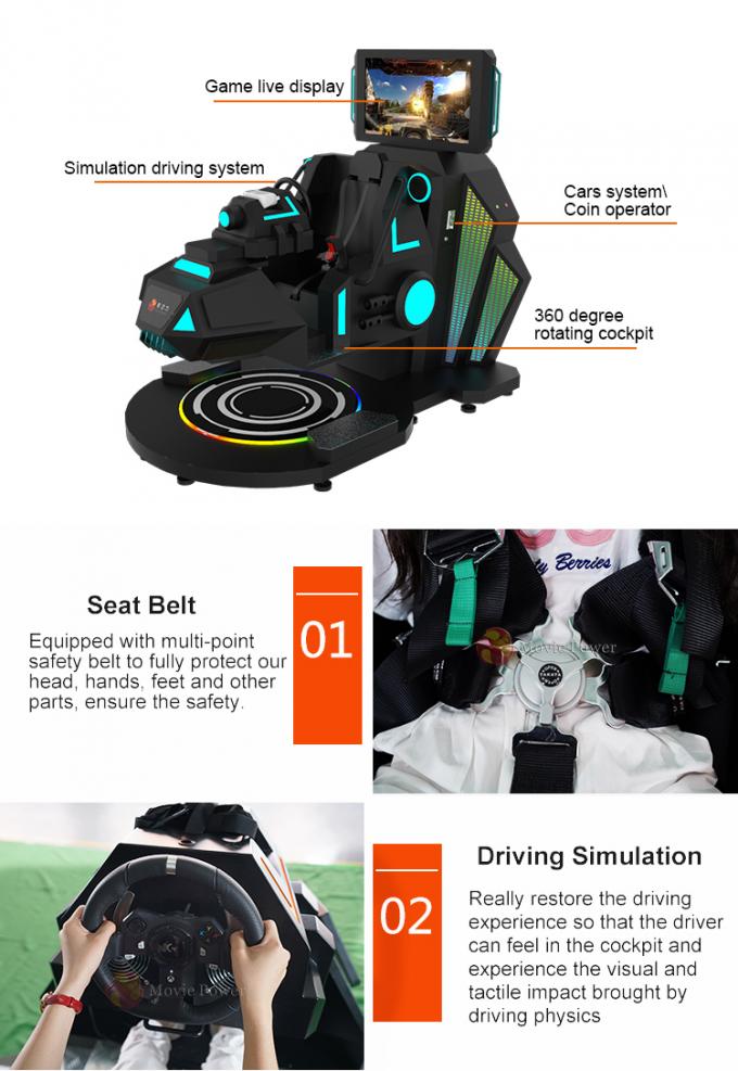 Игра гонок автомобиля имитатора крутого кино электрическая 9D VR дизайна 9D VR 1