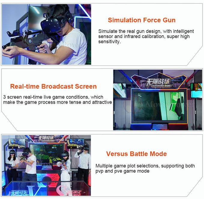 360-градусный 9d VR Стрелковый симулятор VR Стрелковая игра Арена Многопользовательское оборудование виртуальной реальности 4