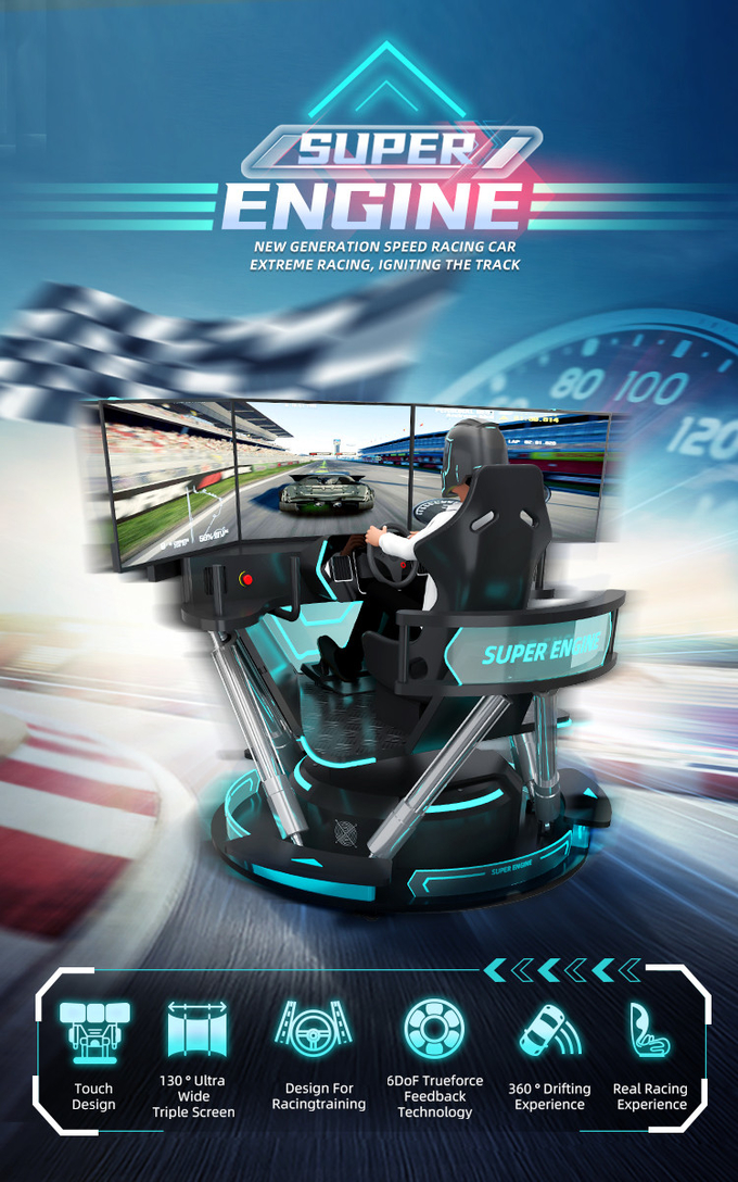 6dof Motion Гидравлический гоночный симулятор гоночный автомобиль аркадная игровая машина Симулятор вождения автомобиля с 3 экранами 0