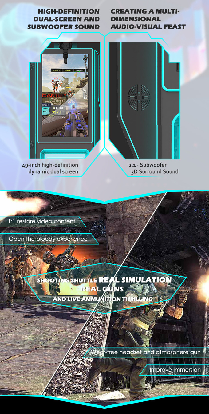 Взаимодействующие игры 9D Vr дают полный газ игровому автомату виртуальной реальности аркады стрельбы 2