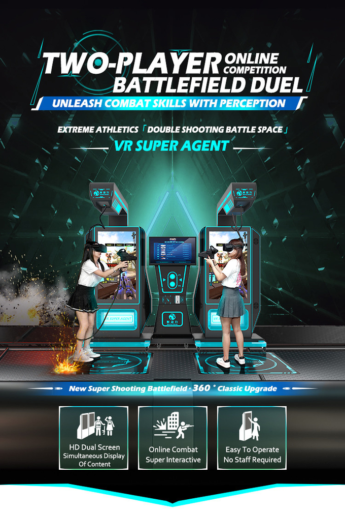 Стреляльная машина Виртуальная реальность Пистолет аркадная машина 2 игрока Развлекательная езда 9d VR симулятор 0