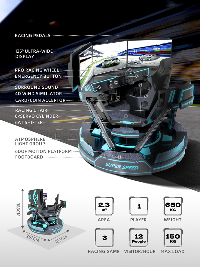 Скорость космоса имитатора 9D VR толкателя VR монетки участвуя в гонке участвуя в гонке игровой автомат 4