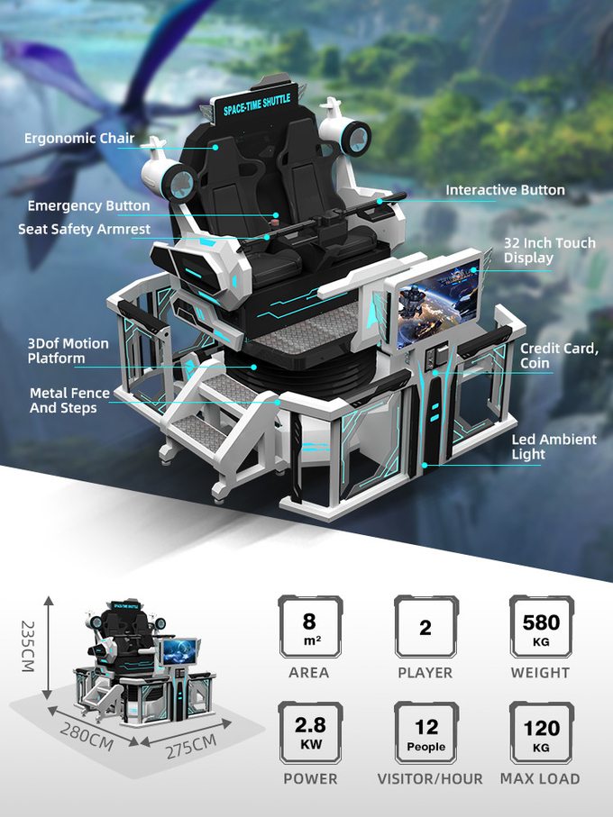 стул 2 Seater Vr русских горок игрового автомата Vr имитатора виртуальной реальности 4d 8d 9d 1