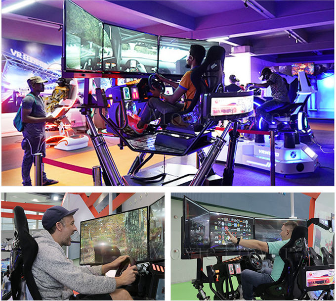 Имитатор стеклоткани 9D, динамическое VR участвуя в гонке имитатор вождения автомобиля экрана Dof 3 игрового автомата 6 имитатора 1