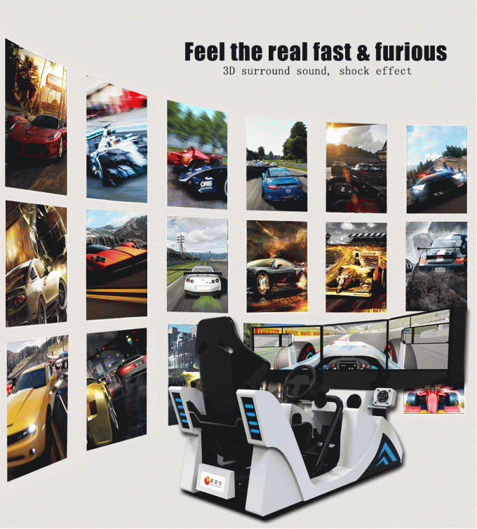 Крытый имитатор виртуальной реальности гоночного автомобиля аркады с 3 экраном 4КВ 2