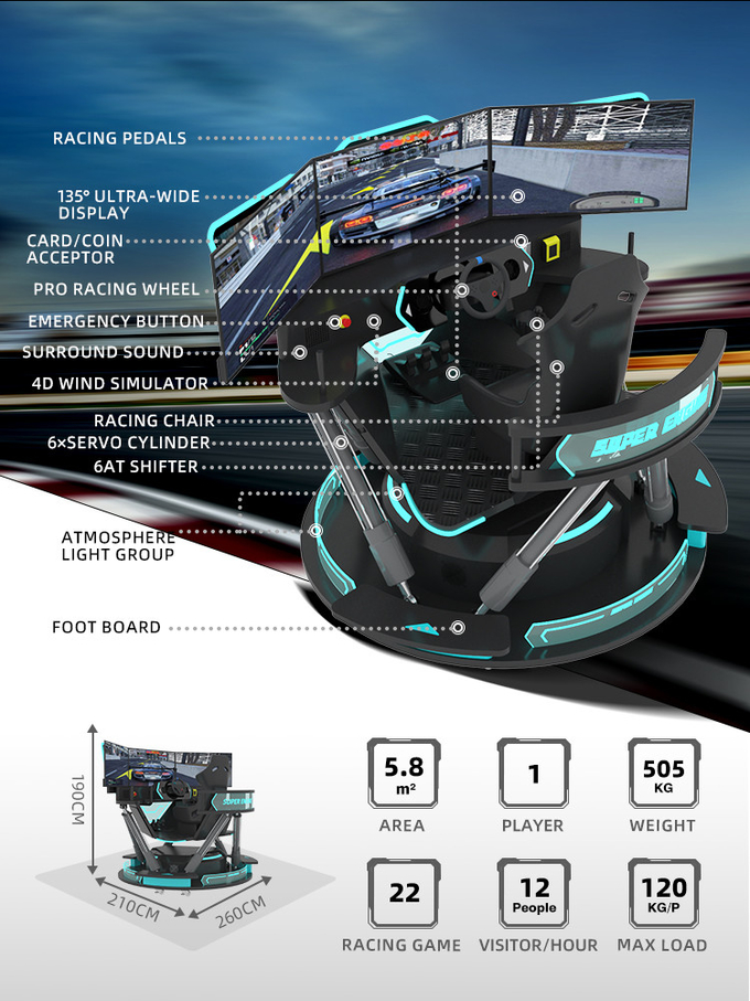 6dof Motion Гидравлический гоночный симулятор гоночный автомобиль аркадная игровая машина Симулятор вождения автомобиля с 3 экранами 1