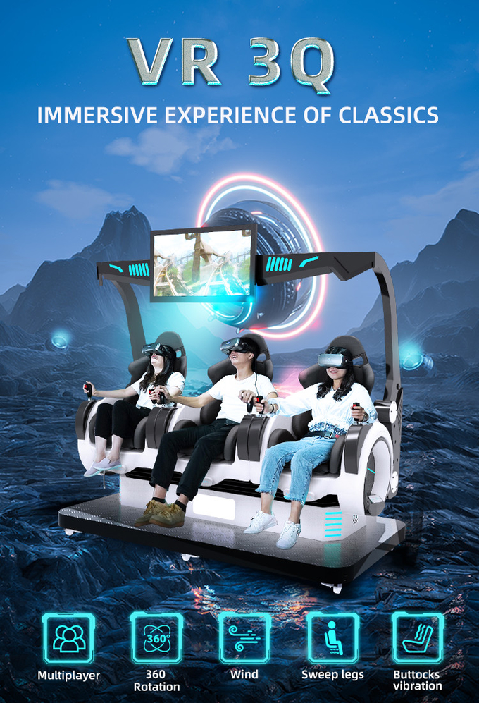 3-местный симулятор виртуальной реальности Монета управляемая 5D игровой машиной 9D кино стулья 0