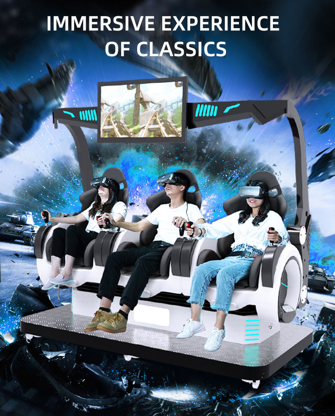 3-местный симулятор виртуальной реальности Монета управляемая 5D игровой машиной 9D кино стулья 2