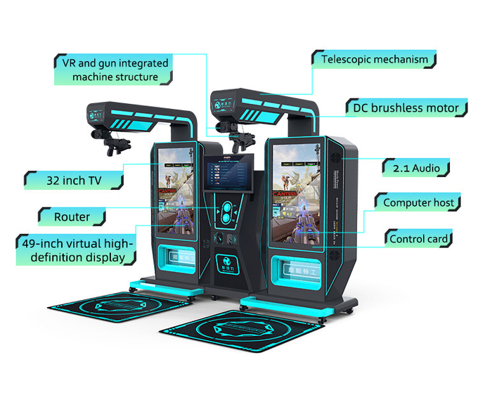 9d VR Arcade Стрельба Игровая машина Kat Виртуальная реальность Супер 2 игрок Симулятор оружия 1