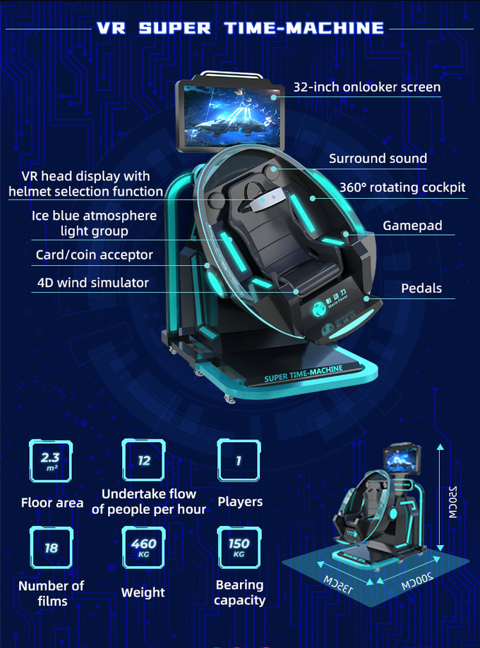Игровой автомат мухы Врем-машины имитатора коммерчески 9D VR виртуальной реальности толкателя монетки супер 4