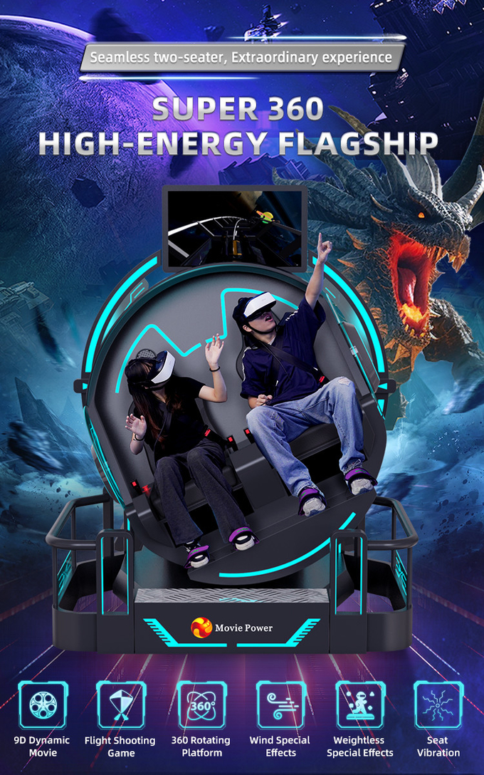 Парк развлечений 9D VR симулятор 2 места Монеты Управляемые VR игры Летающий театр AR MR Entertainment 0