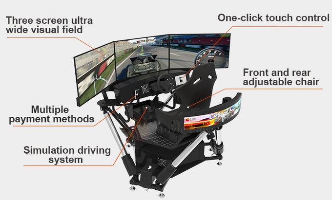 6 DOF Racing Cars Arcade Dynamic Motion Drive Equipment 3 Экрановый симулятор вождения 3