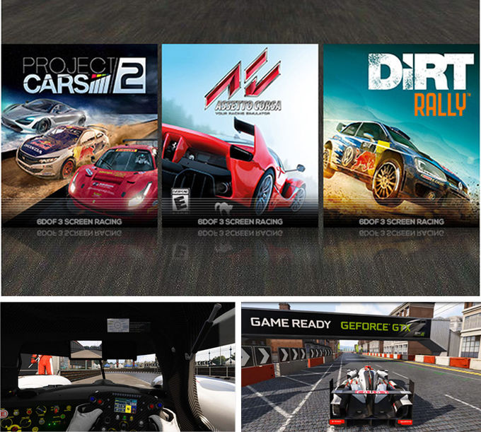6 DOF Racing Cars Arcade Dynamic Motion Drive Equipment 3 Экрановый симулятор вождения 2